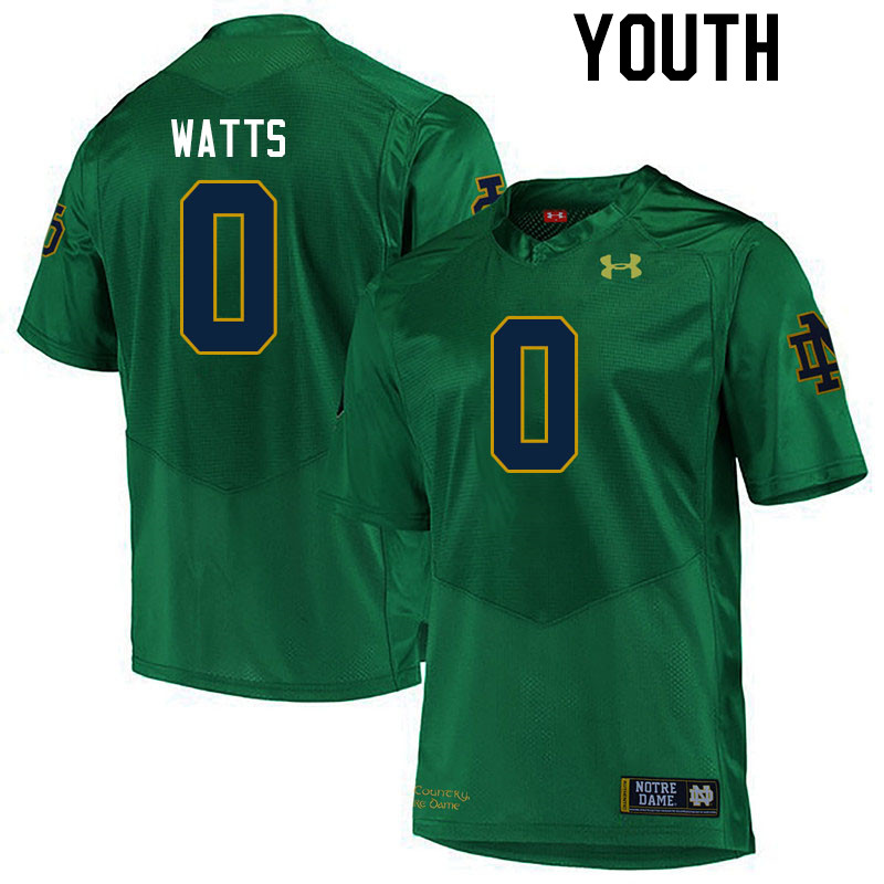 Youth #0 Xavier Watts Notre Dame Fighting Irish College Football Jerseys Stitched-Green